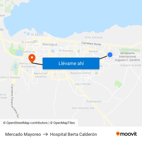 Mercado Mayoreo to Hospital Berta Calderón map