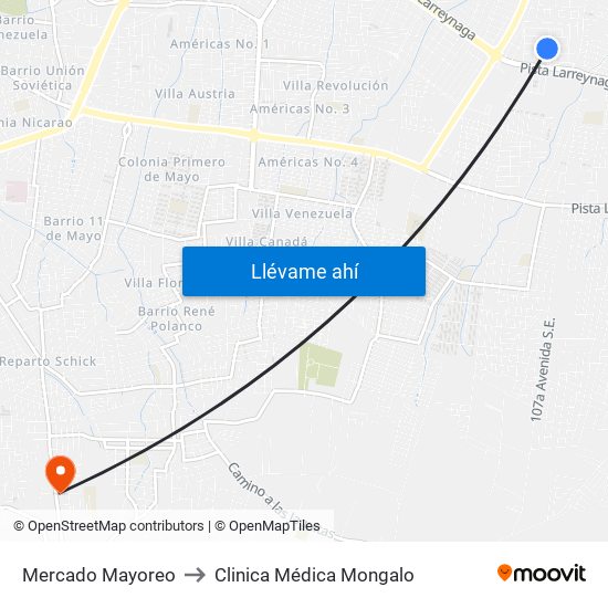 Mercado Mayoreo to Clinica Médica Mongalo map