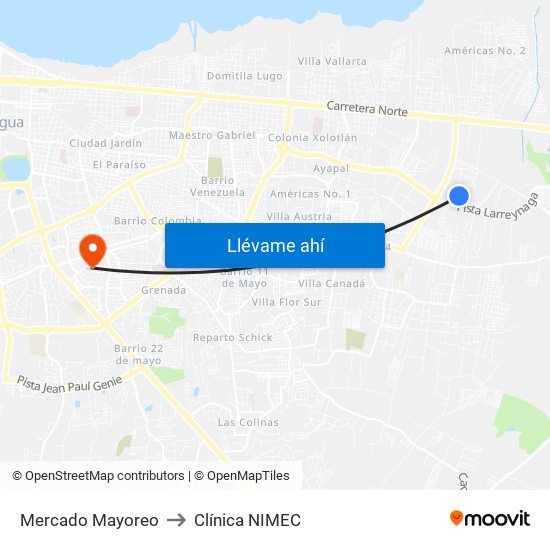 Mercado Mayoreo to Clínica NIMEC map