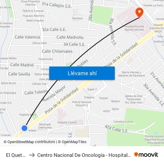 El Quetzal to Centro Nacional De Oncología - Hospital RCG map