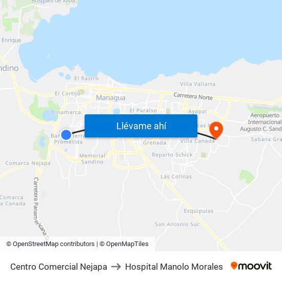 Centro Comercial Nejapa to Hospital Manolo Morales map