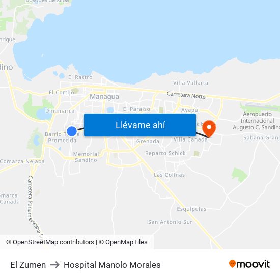 El Zumen to Hospital Manolo Morales map