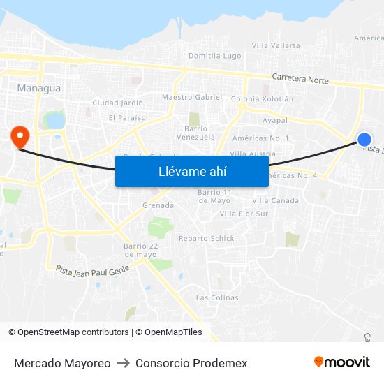 Mercado Mayoreo to Consorcio Prodemex map