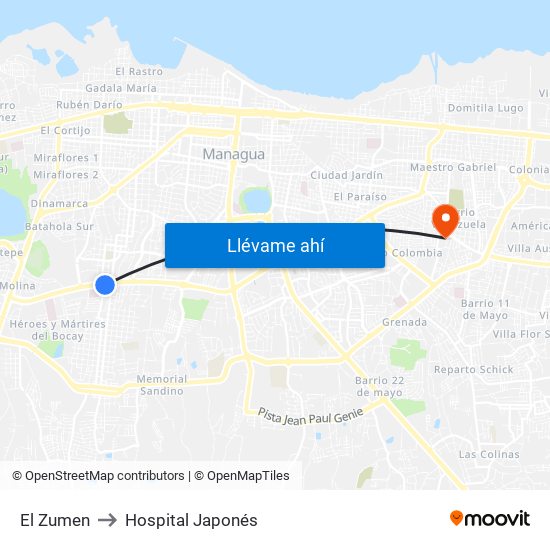 El Zumen to Hospital Japonés map