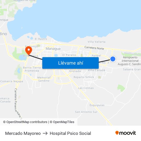 Mercado Mayoreo to Hospital Psico Social map