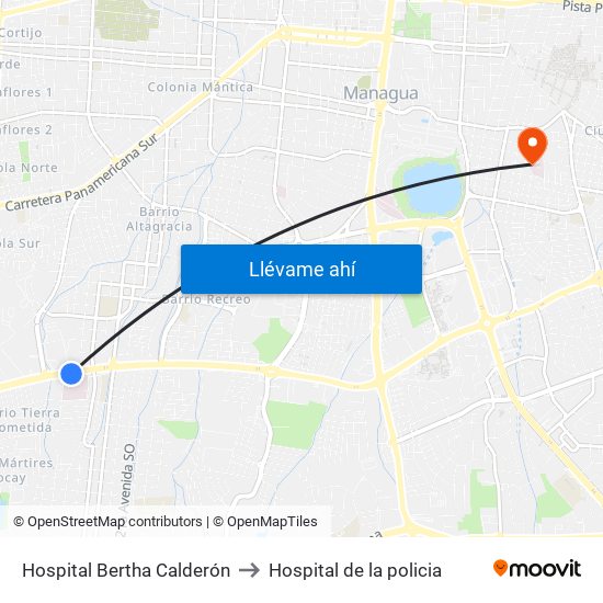 Hospital Bertha Calderón to Hospital de la policia map