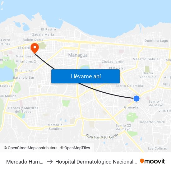 Mercado Humebes Sureste to Hospital Dermatológico Nacional Francisco Gómez Urcuyo map