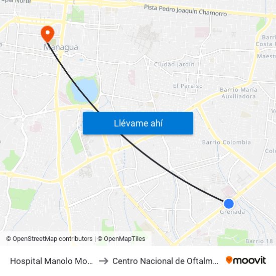 Hospital Manolo Morales to Centro Nacional de Oftalmologia map