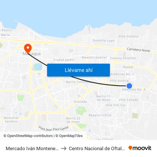 Mercado Iván Montenegro Sur to Centro Nacional de Oftalmologia map