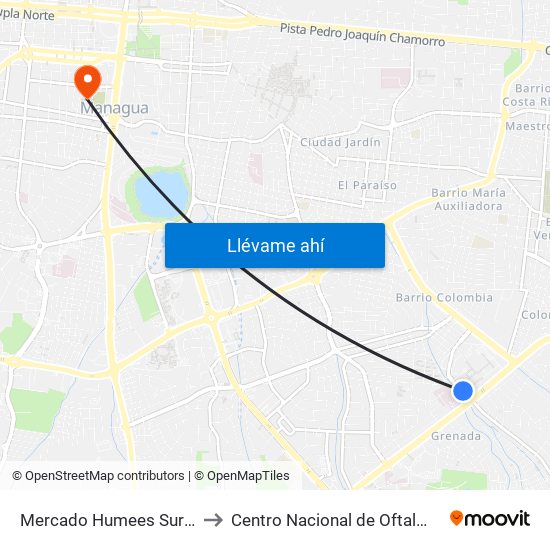 Mercado Humees Suroeste to Centro Nacional de Oftalmologia map