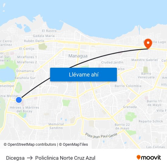 Dicegsa to Policlinica Norte Cruz Azul map