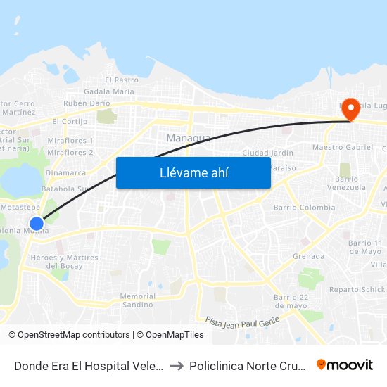 Donde Era El Hospital Velez Paiz to Policlinica Norte Cruz Azul map