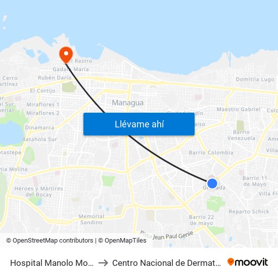 Hospital Manolo Morales to Centro Nacional de Dermatología map