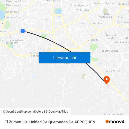 El Zumen to Unidad De Quemados De APROQUEN map