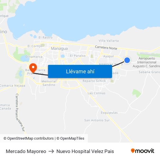 Mercado Mayoreo to Nuevo Hospital Velez Pais map