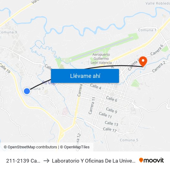 211-2139 Carrera 29 to Laboratorio Y Oficinas De La Universidad Del Cauca map