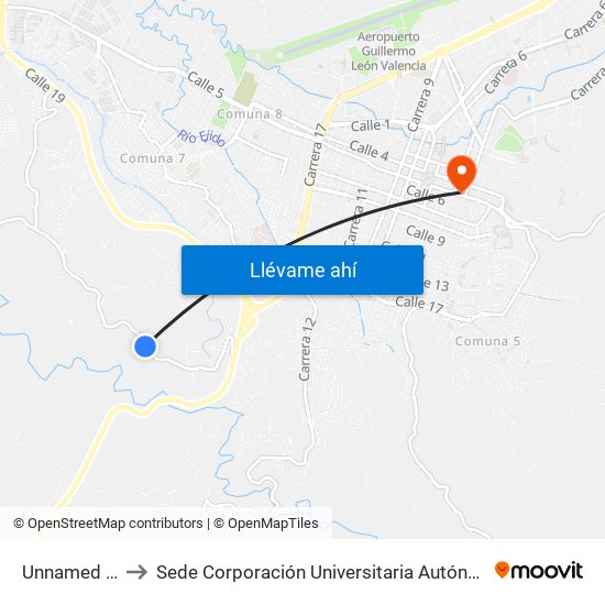 Unnamed Road to Sede Corporación Universitaria Autónoma Del Cauca map