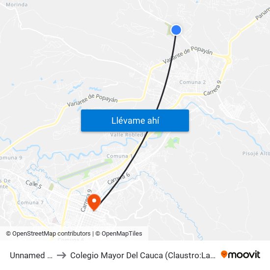 Unnamed Road to Colegio Mayor Del Cauca (Claustro:La Encarnación ) map