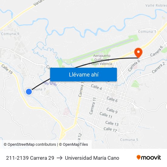 211-2139 Carrera 29 to Universidad María Cano map