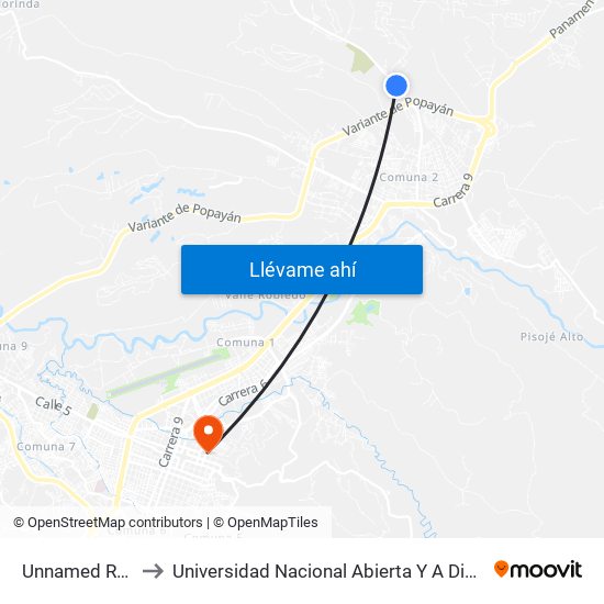 Unnamed Road to Universidad Nacional Abierta Y A Distancia map