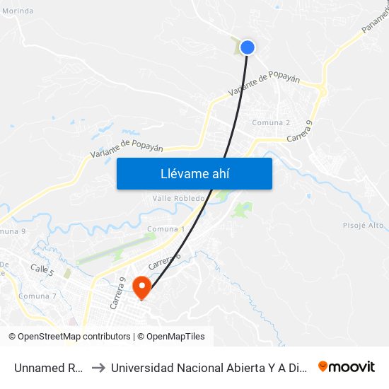 Unnamed Road to Universidad Nacional Abierta Y A Distancia map