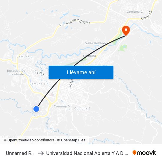 Unnamed Road to Universidad Nacional Abierta Y A Distancia map