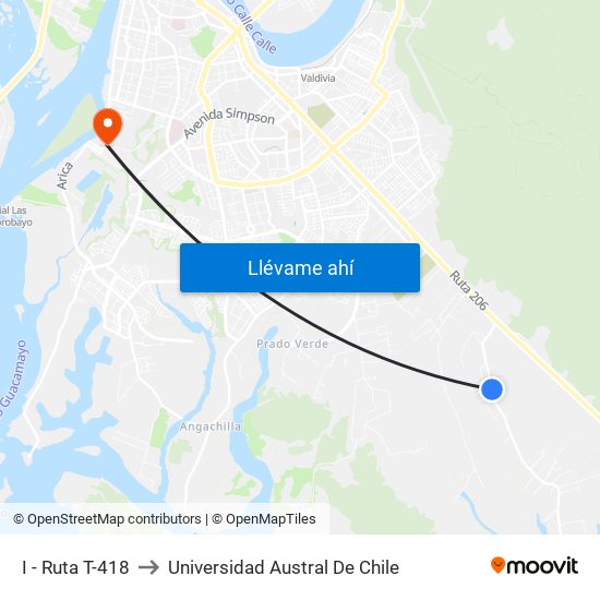 I - Ruta T-418 to Universidad Austral De Chile map