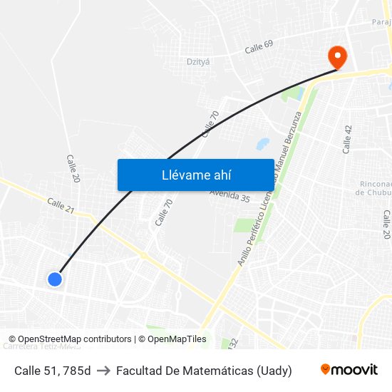 Calle 51, 785d to Facultad De Matemáticas (Uady) map