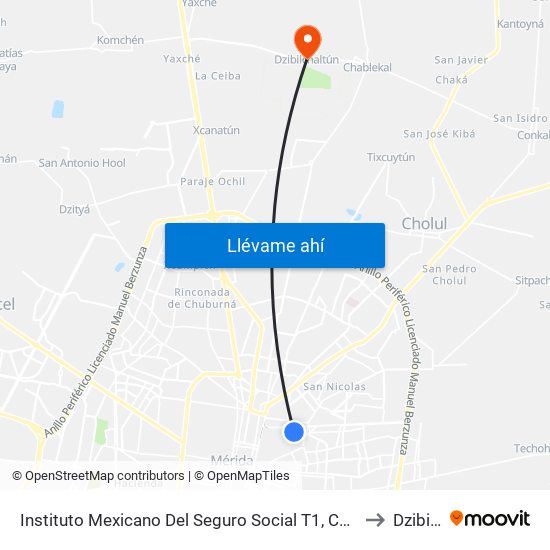 Instituto Mexicano Del Seguro Social T1, Calle 30 Por 41 Y 39b, Fraccionamiento El Fénix to Dzibilchaltún map