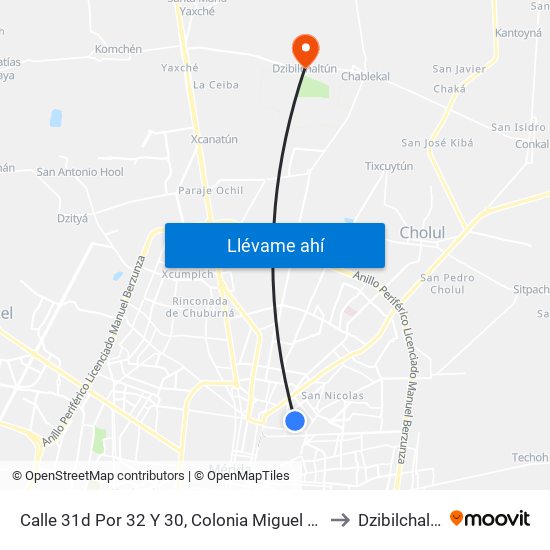 Calle 31d Por 32 Y 30, Colonia Miguel Alemán. to Dzibilchaltún map