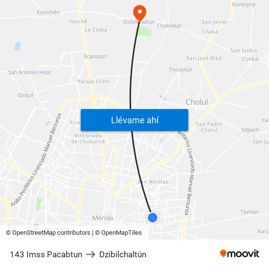 143 Imss Pacabtun to Dzibilchaltún map