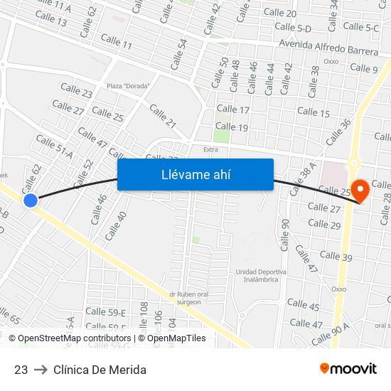 23 to Clínica De Merida map