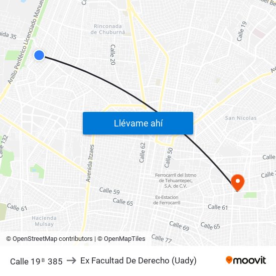 Calle 19ᴮ 385 to Ex Facultad De Derecho (Uady) map