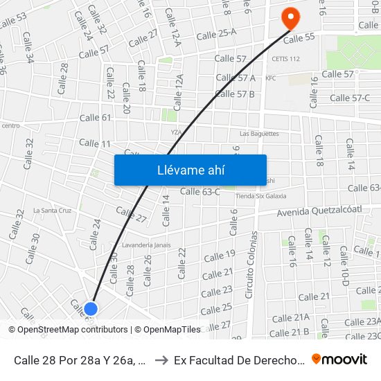 Calle 28 Por 28a Y 26a, Azcorra to Ex Facultad De Derecho (Uady) map