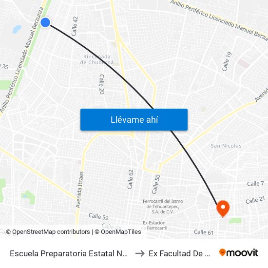 Escuela Preparatoria Estatal No 8 Carlos Castillo Peraza to Ex Facultad De Derecho (Uady) map