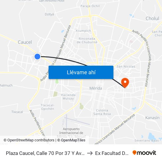 Plaza Caucel, Calle 70 Por 37 Y Avenida Jacinto Canek, Ciudad Caucel to Ex Facultad De Derecho (Uady) map