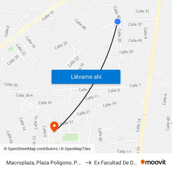 Macroplaza, Plaza Polígono, Parque Y Glorieta Xtabay to Ex Facultad De Derecho (Uady) map