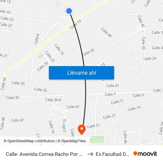 Calle- Avenida Correa Racho Por 11 Y 13 Colonia, Gustavo Diaz Ordaz to Ex Facultad De Derecho (Uady) map