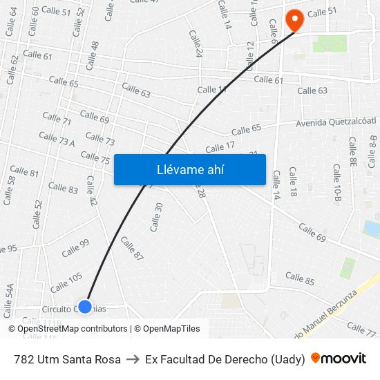 782 Utm Santa Rosa to Ex Facultad De Derecho (Uady) map