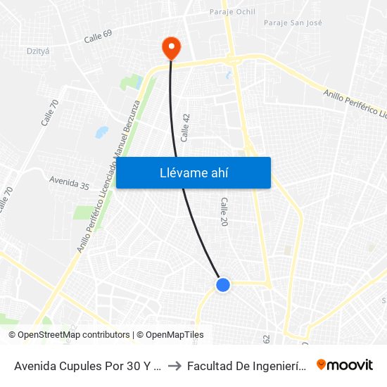 Avenida Cupules Por 30 Y 21 Colonia Yucátan to Facultad De Ingeniería Química (Uady) map