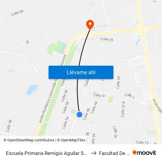 Escuela Primaria Remigio Aguilar Sosa, Calle 57 Por 46 Y 48, Fraccionamiento Francisco De Montejo to Facultad De Ingeniería Química (Uady) map