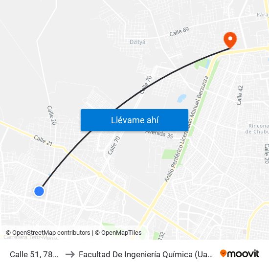 Calle 51, 785d to Facultad De Ingeniería Química (Uady) map