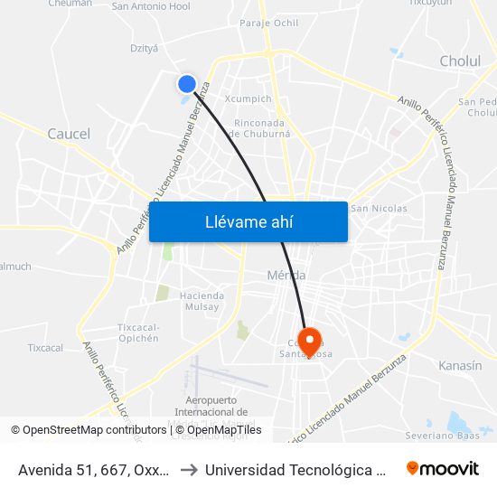 Avenida 51, 667, Oxxo Libélulas to Universidad Tecnológica Metropolitana map