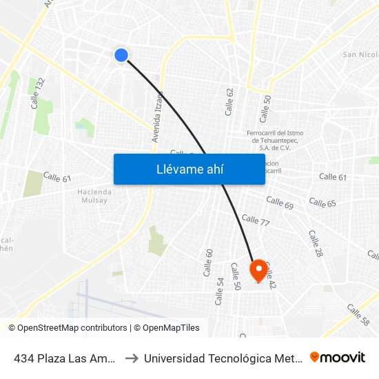 434 Plaza Las Américas 1 to Universidad Tecnológica Metropolitana map