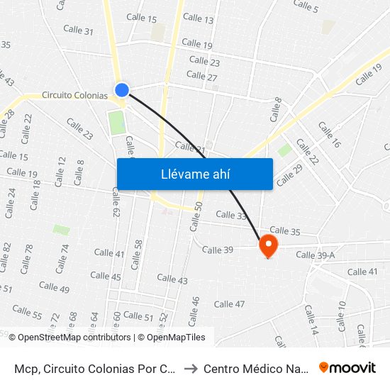 Mcp, Circuito Colonias Por Calle 40 Y Avenida Tecnológico, Colonia Buenavista to Centro Médico Nacional Ignacio García Téllez (Imss) map