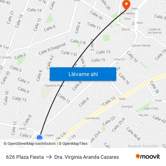 626 Plaza Fiesta to Dra. Virginia Aranda Cazares map