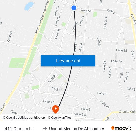 411 Glorieta La Mestiza to Unidad Médica De Atención Ambulatoria map