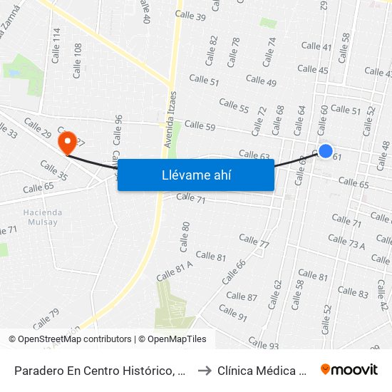 Paradero En Centro Histórico, Calle 58 Por 59 Y 61, Centro to Clínica Médica Madero Hospital map