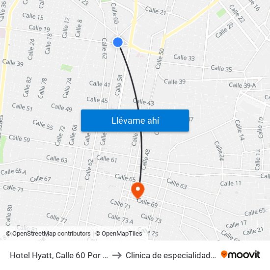 Hotel Hyatt, Calle 60 Por 35 Y Avenida Colón, Centro to Clinica de especialidades medicas San cristobal map