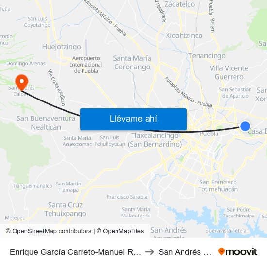 Enrique García Carreto-Manuel Rivera Anaya to San Andrés Calpan map